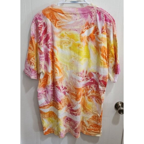 Vintage 80s Silver Screen T's Tiedye S/S T Shirt Gold Screen Print Fish OSFA - Picture 9 of 10